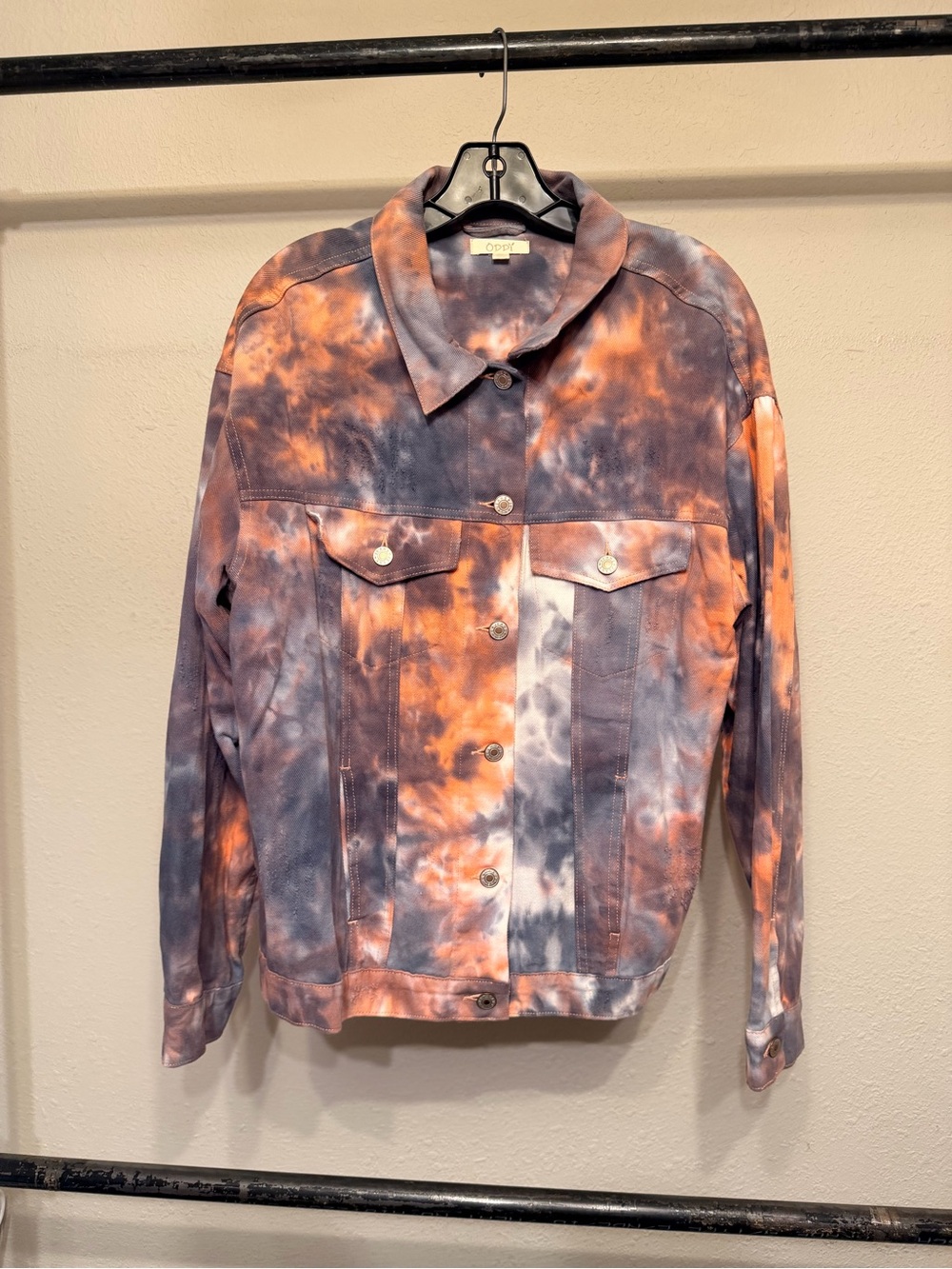 ODDY Tie-Dye Jean Jacket in Orange & Gray
